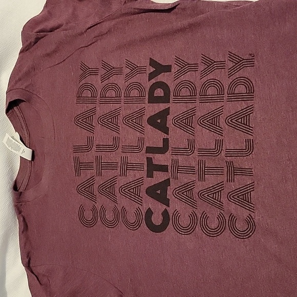 Bella Canvas Maroon Black Cat Lady Tee Shirt Size Small - Picture 2 of 5